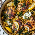 Lemon Butter Dijon Chicken and Orzo with Feta Sauce