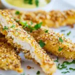 Oven Baked Crispy Pretzel Coated Chicken Fingers