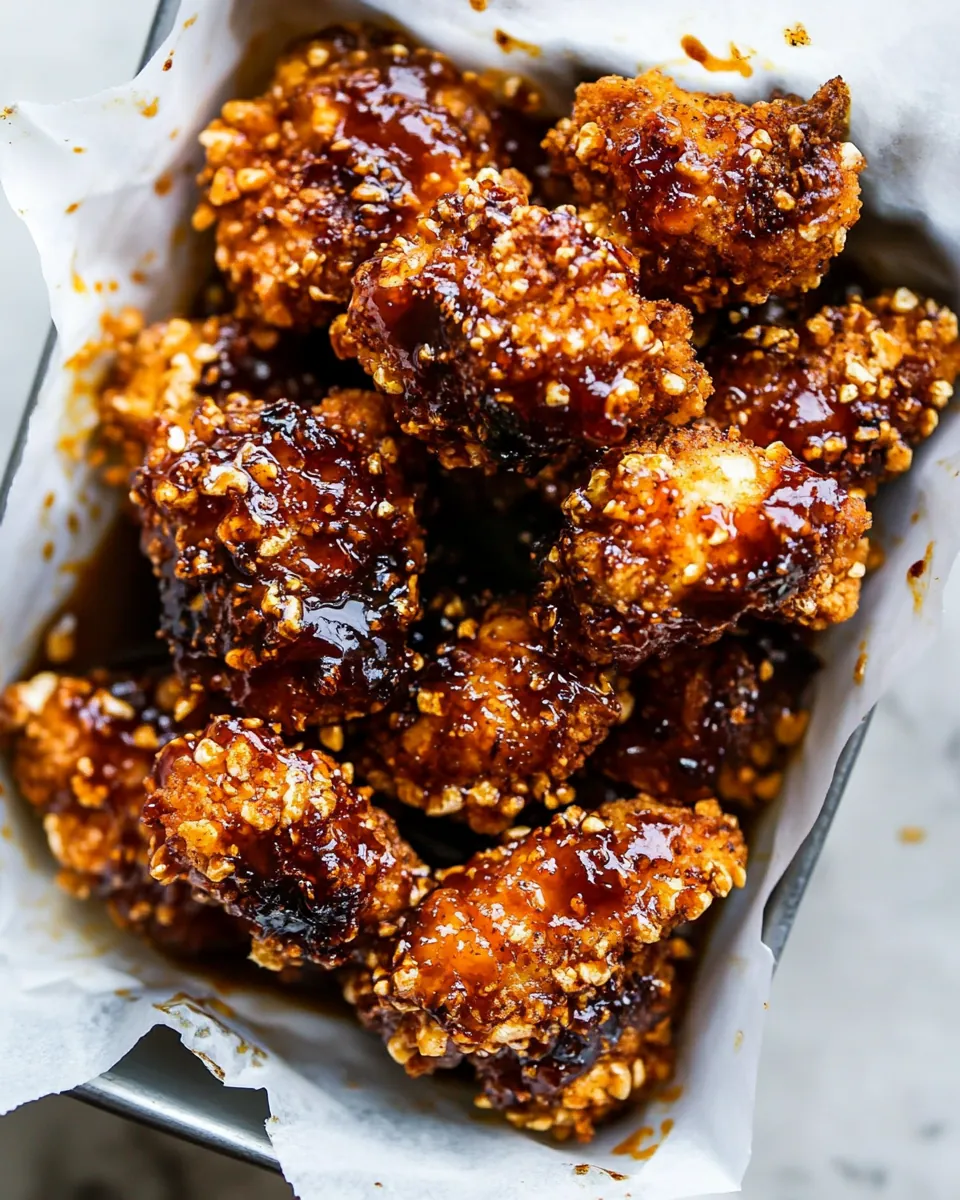 Oven Fried Southern Hot Honey Popcorn Chicken