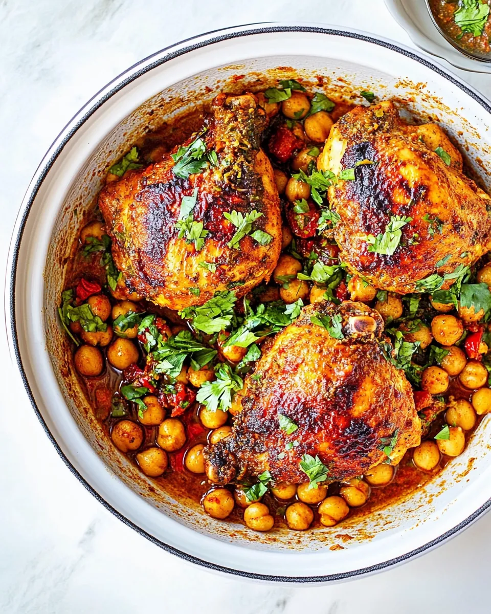 Pan Seared Chicken with Harissa Chickpeas