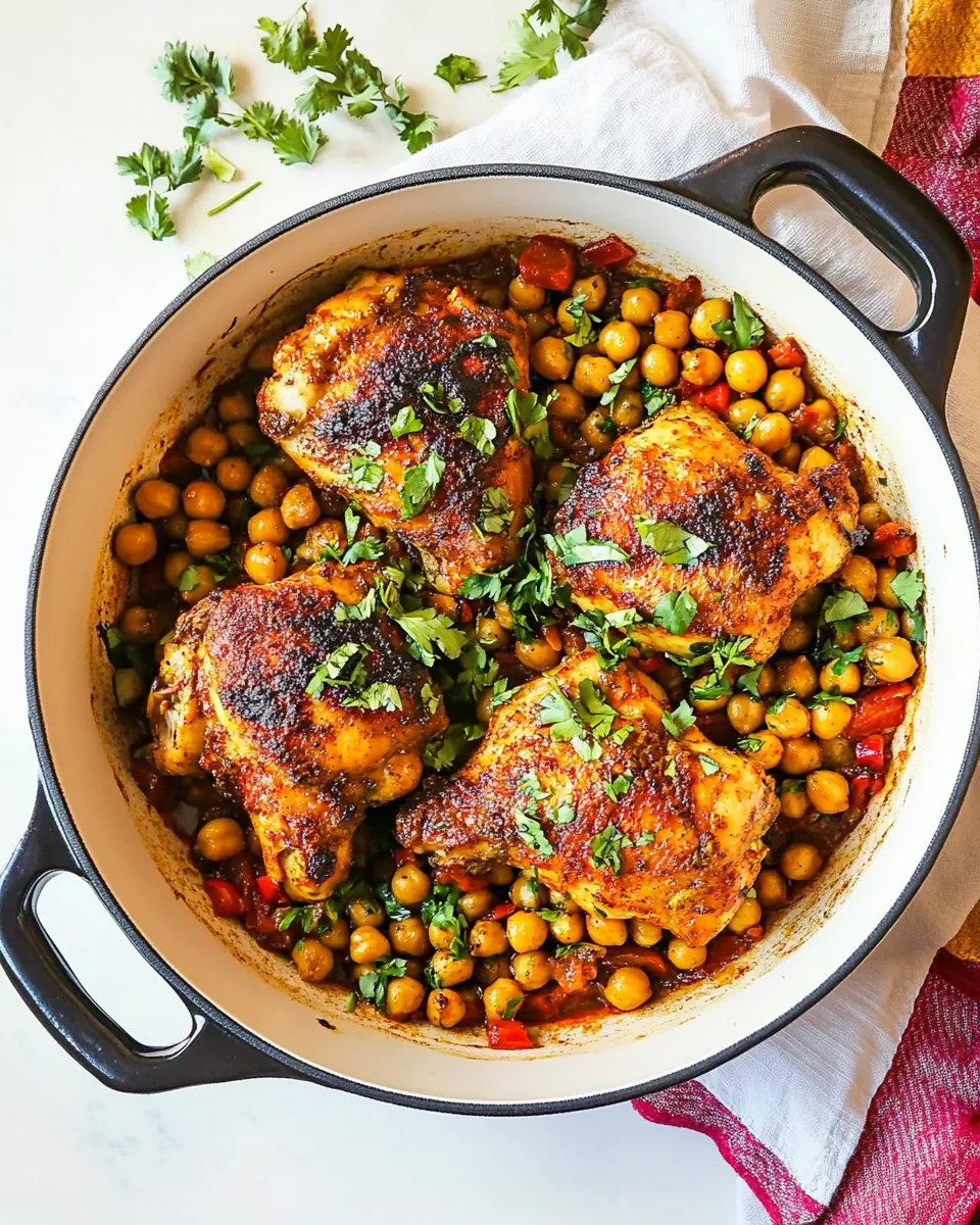 Pan Seared Chicken with Harissa Chickpeas