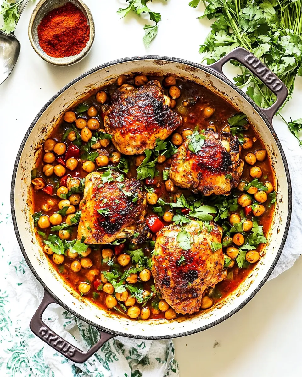 Pan Seared Chicken with Harissa Chickpeas