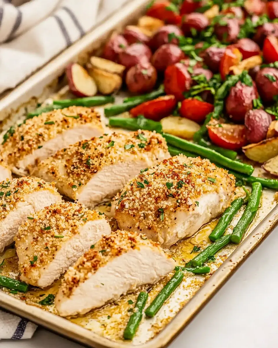 Parmesan Crusted Chicken Sheet Pan Dinner
