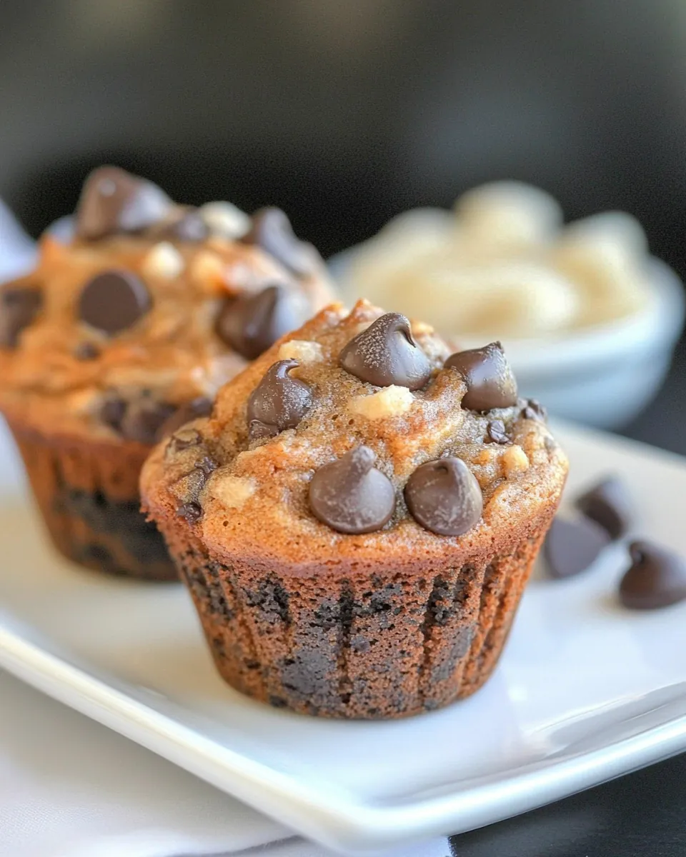 Peanut Butter Banana Chocolate Chip Muffins