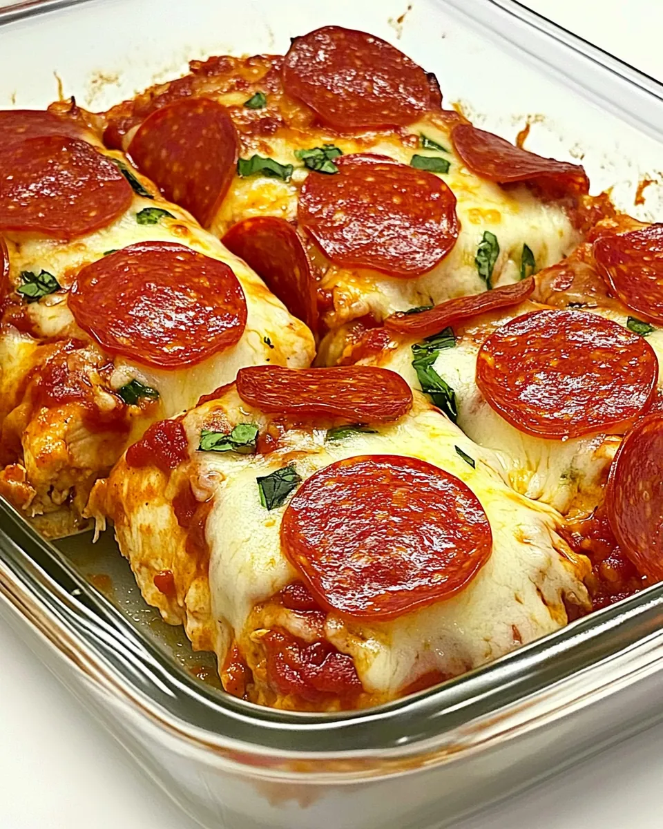 Pepperoni Pizza Chicken Bake