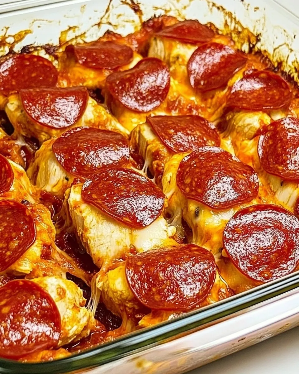 Pepperoni Pizza Chicken Bake