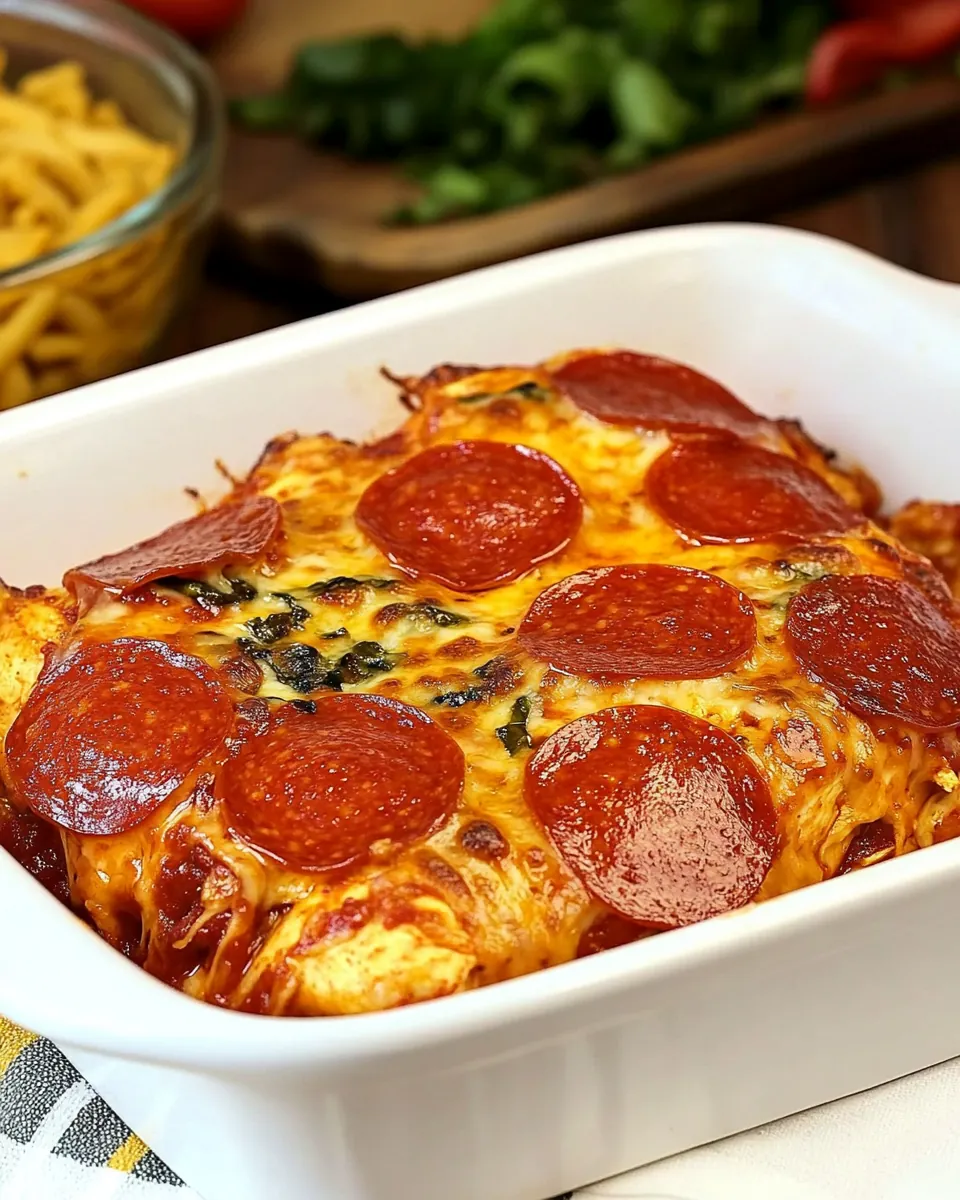 Pepperoni Pizza Chicken Bake