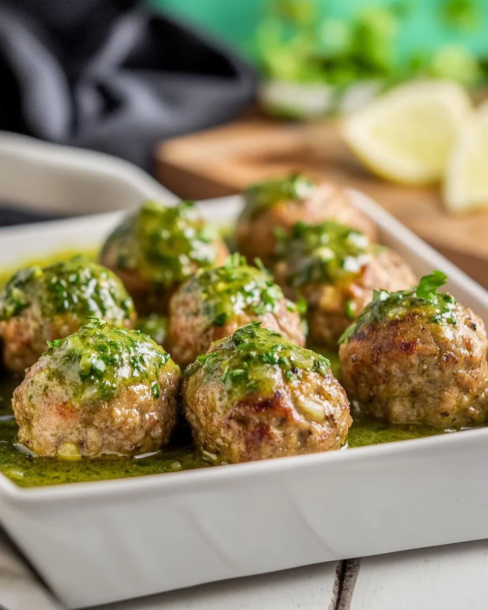 Peruvian Chicken Meatballs with Green Sauce