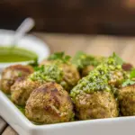 Peruvian Chicken Meatballs with Green Sauce