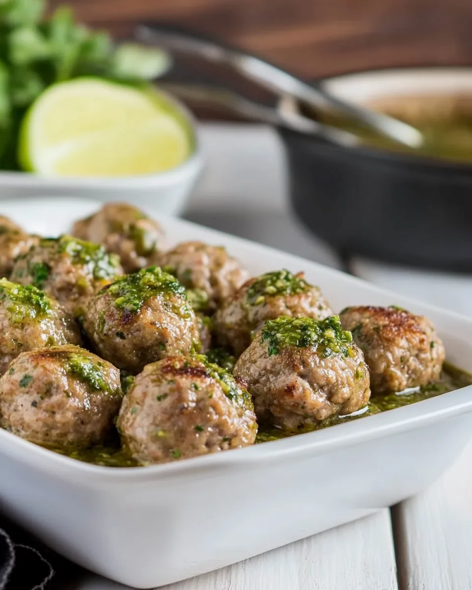 Peruvian Chicken Meatballs with Green Sauce