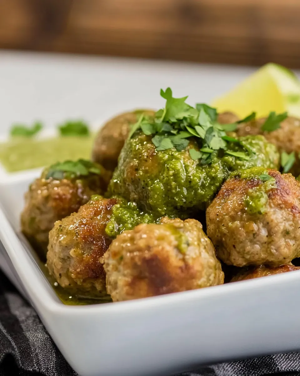 Peruvian Chicken Meatballs with Green Sauce