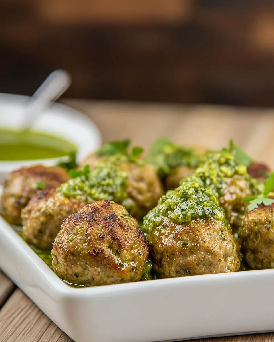 Peruvian Chicken Meatballs with Green Sauce