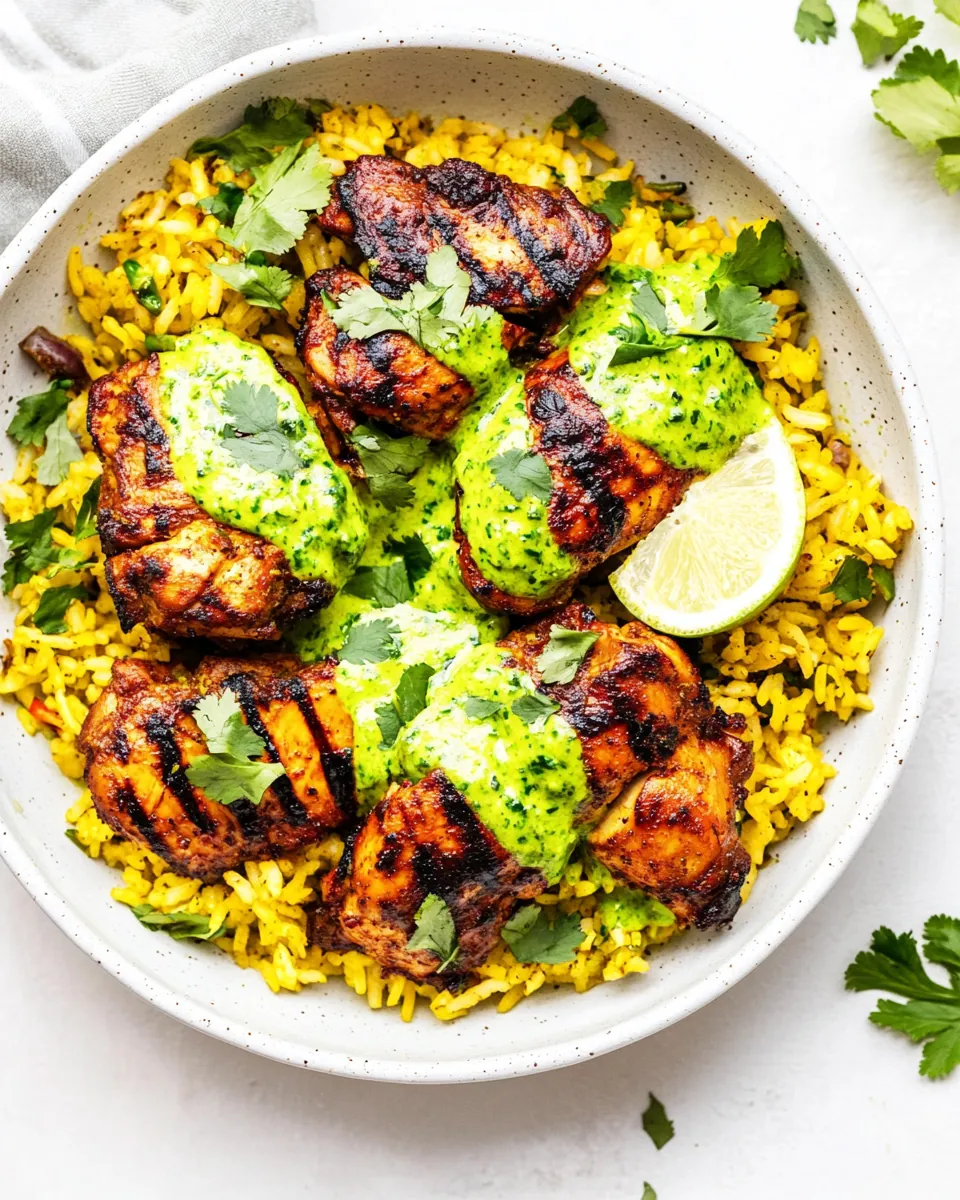 Peruvian Chicken Rice with Green Sauce