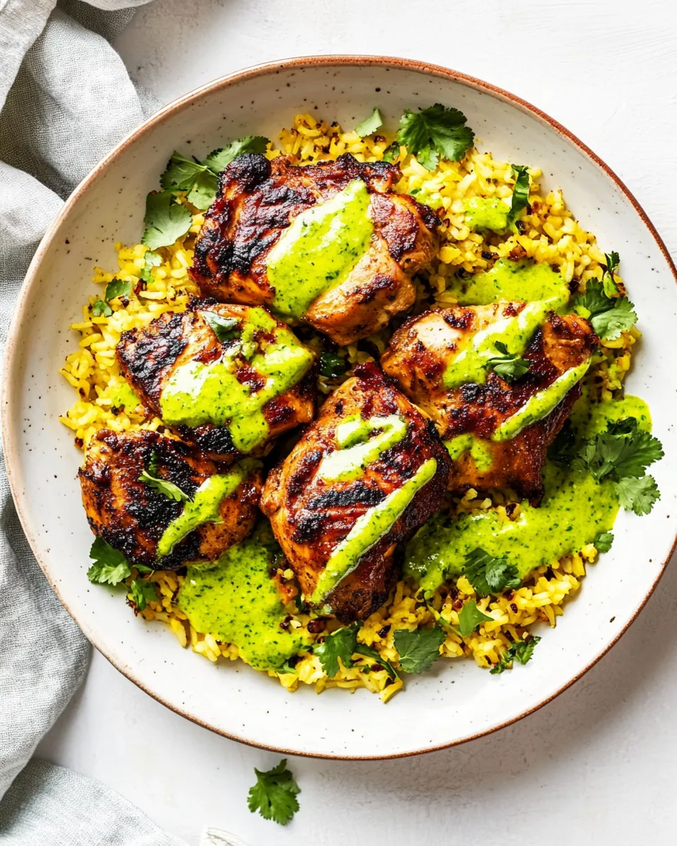 Peruvian Chicken Rice with Green Sauce