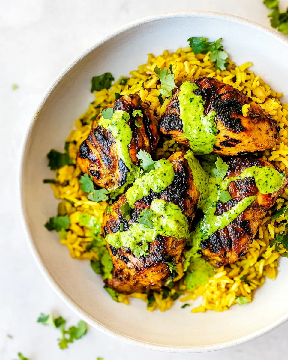 Peruvian Chicken Rice with Green Sauce
