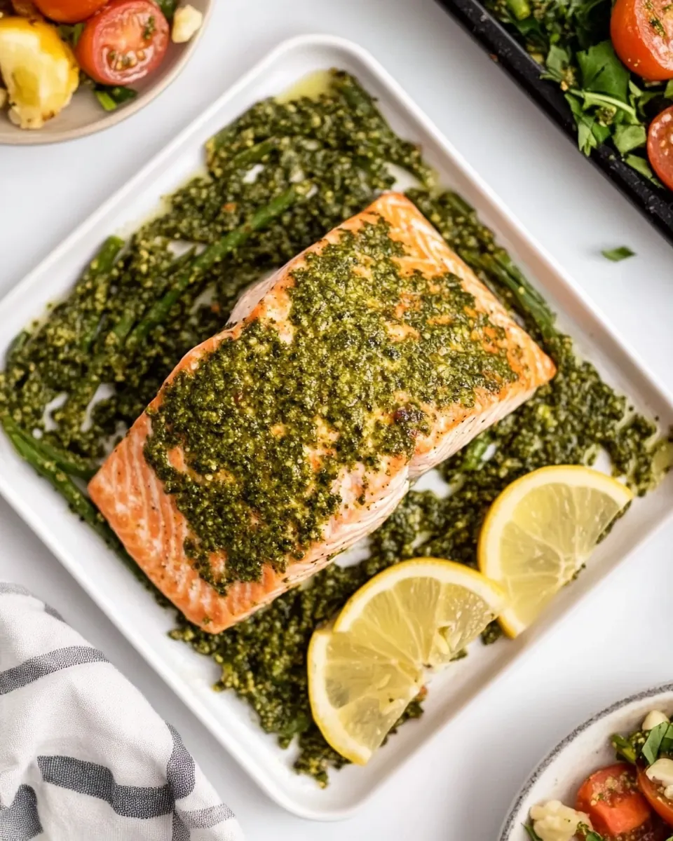 Pesto Salmon Sheet Pan Dinner