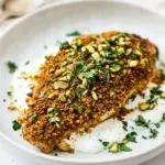 Pistachio Crusted Chicken With Coriander Yogurt Sauce