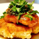 Polenta Crusted Chicken with Balsamic Caper Pan Sauce