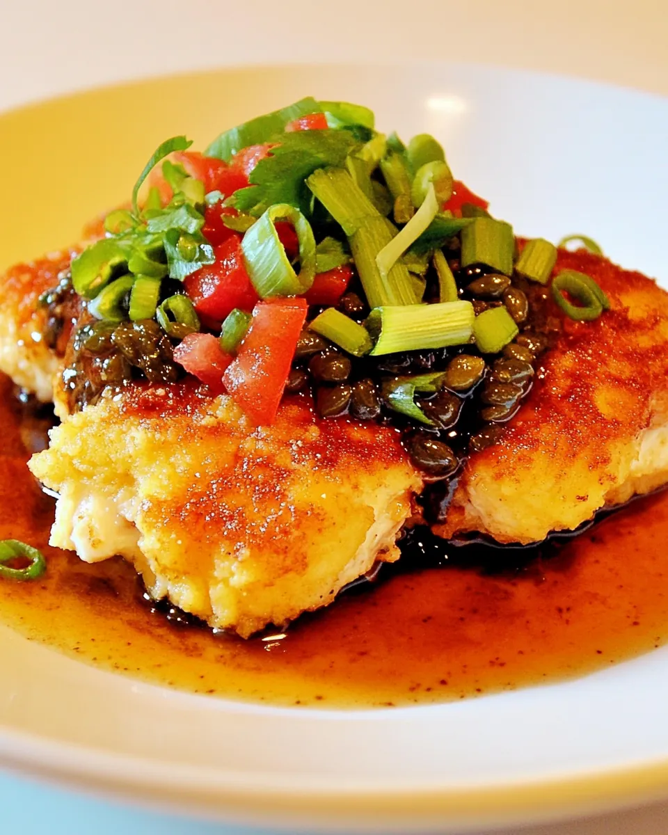Polenta Crusted Chicken with Balsamic Caper Pan Sauce