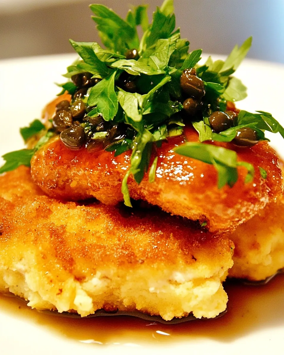 Polenta Crusted Chicken with Balsamic Caper Pan Sauce