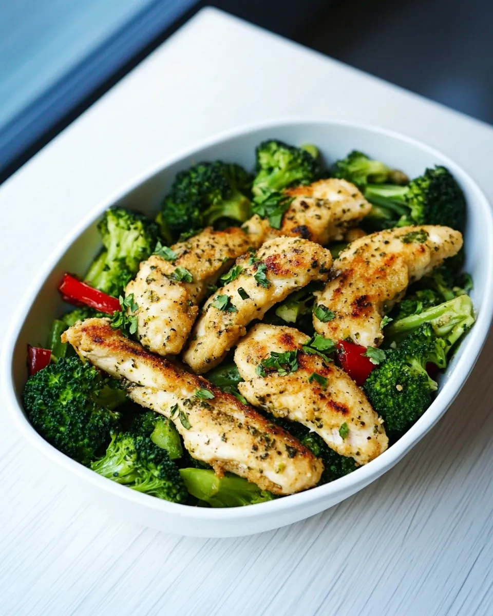 Quick Chicken Strips with Broccoli Dinner