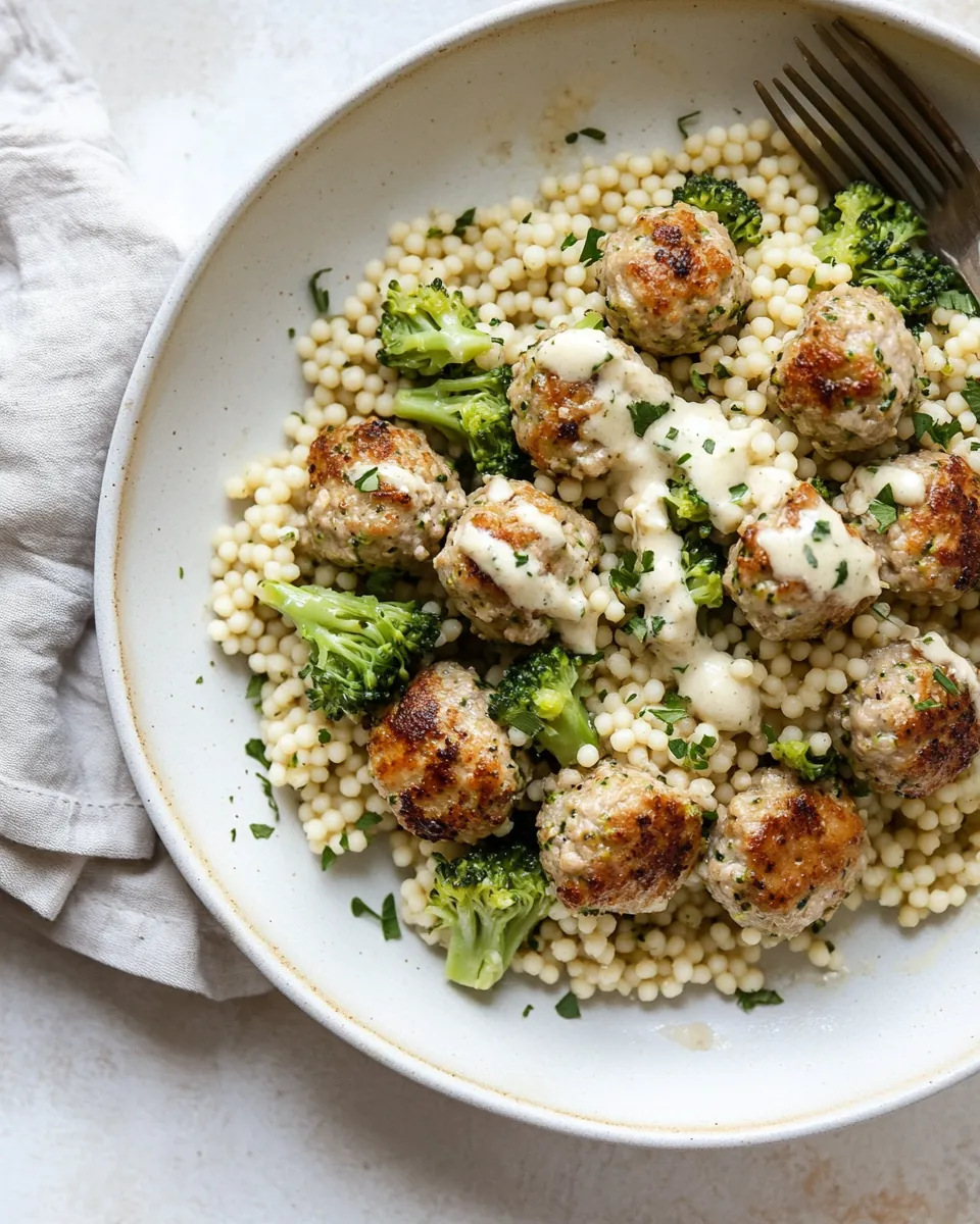 Ranch Chicken Meatballs with Broccoli Couscous