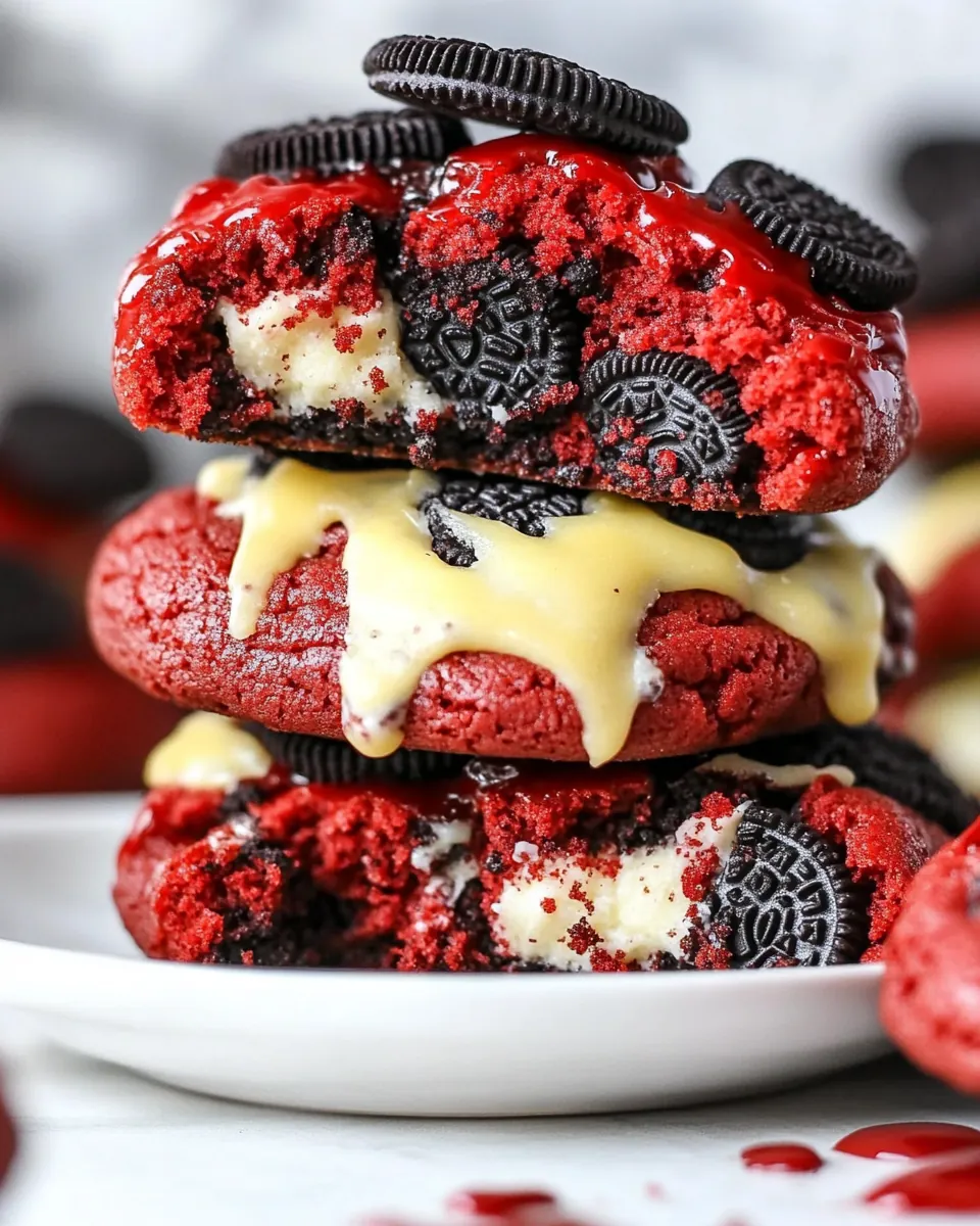 Red Velvet Oreo Gooey Butter Cake Cookies