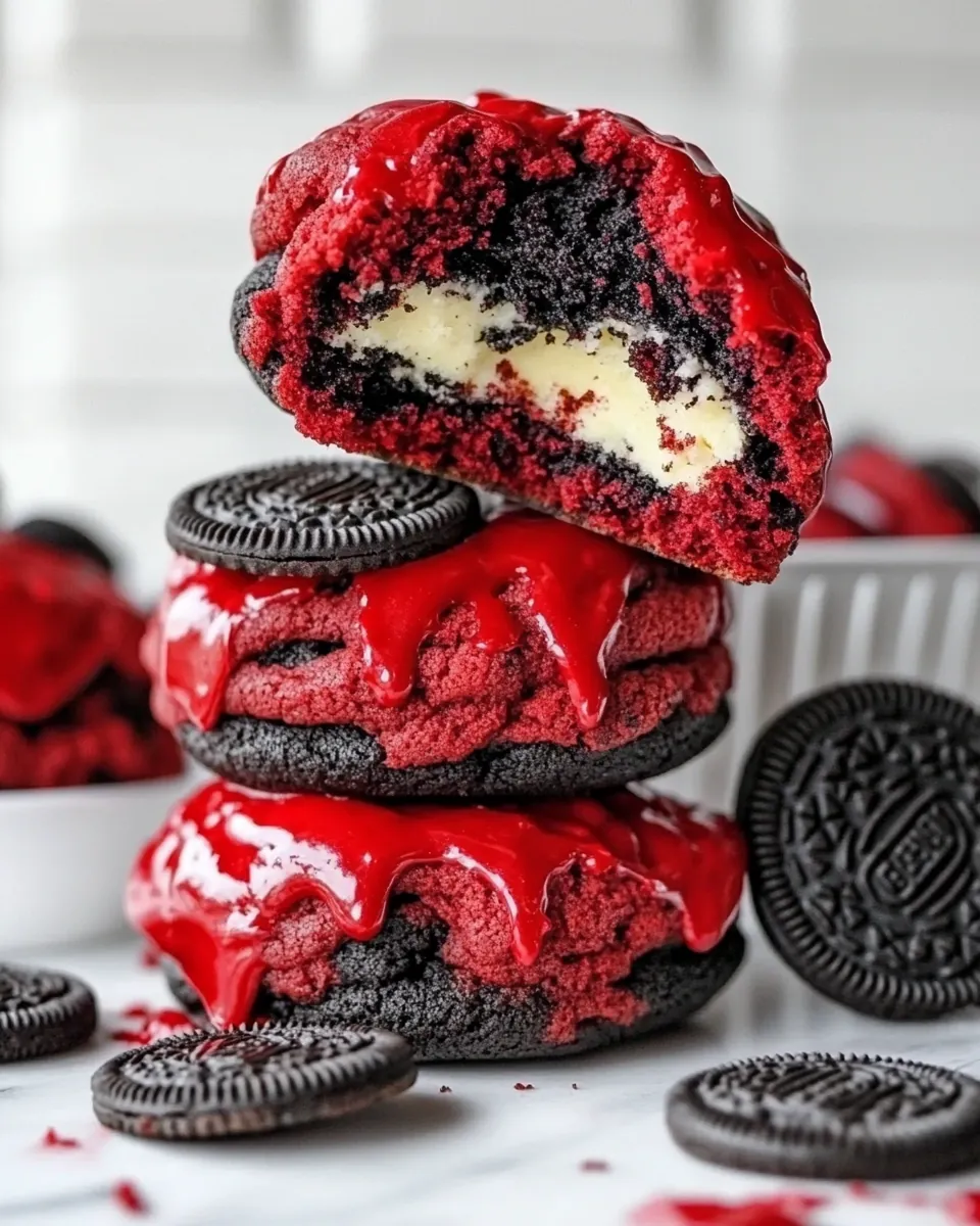 Red Velvet Oreo Gooey Butter Cake Cookies