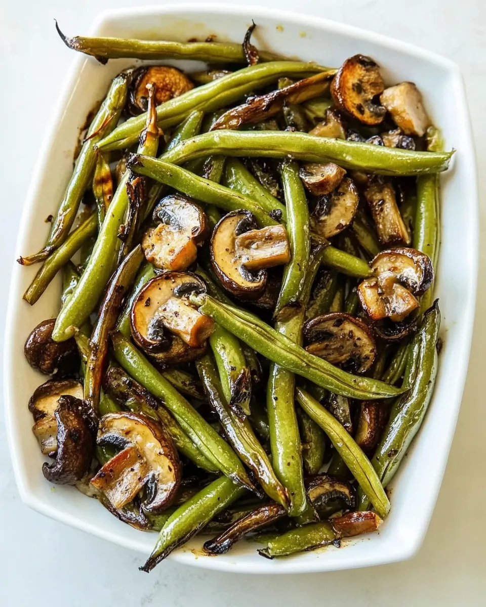 Roasted Green Beans and Mushrooms