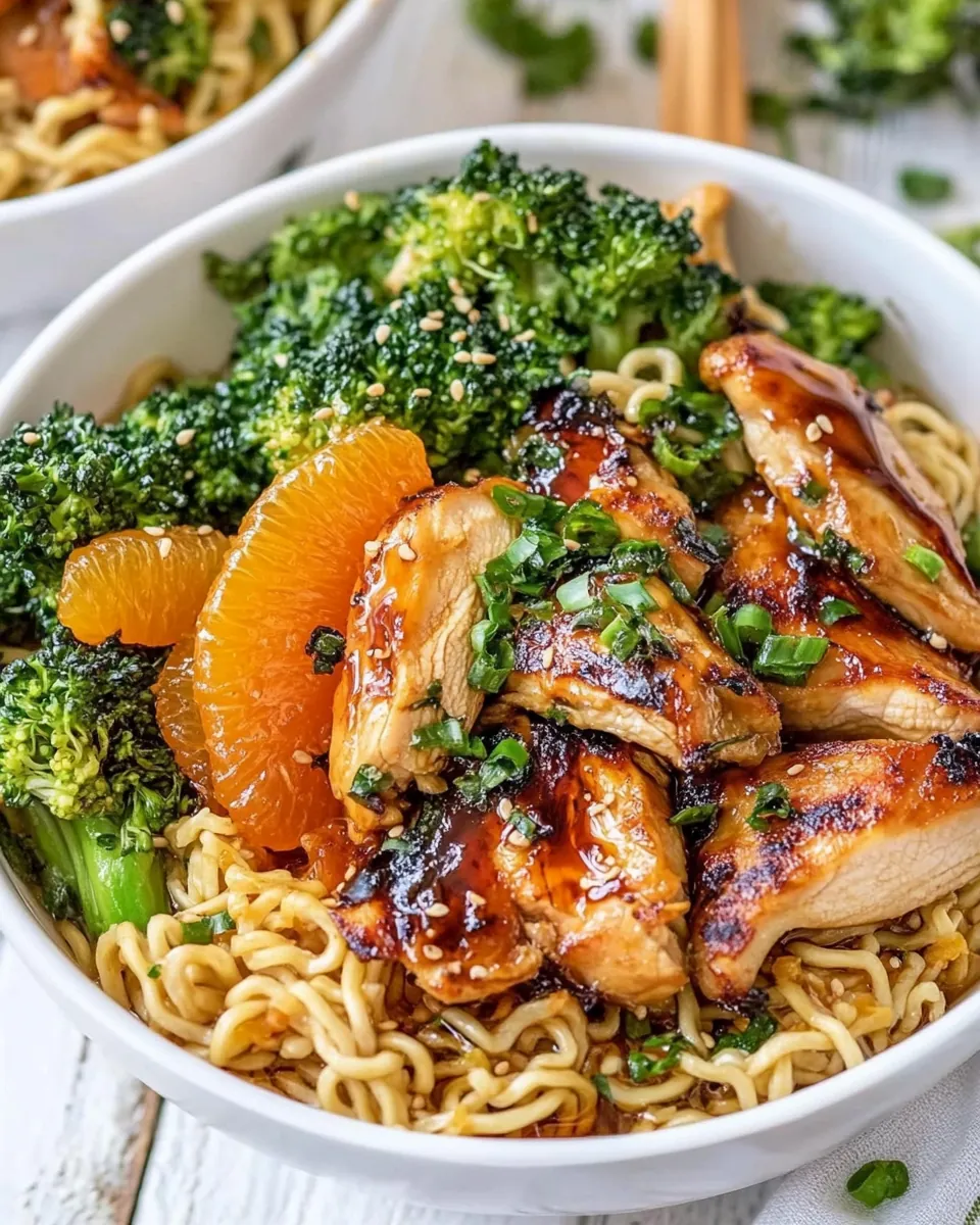 Roasted Orange Chicken Ramen Bowls
