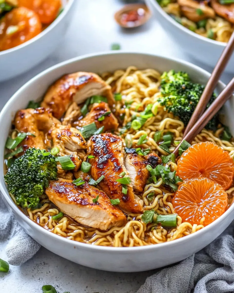 Roasted Orange Chicken Ramen Bowls