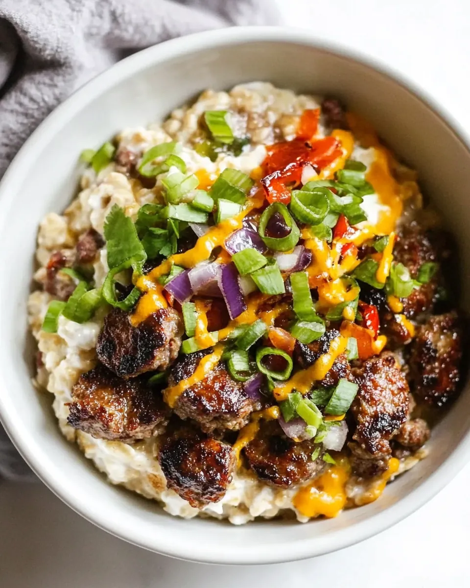 Savory Breakfast Sausage Oatmeal