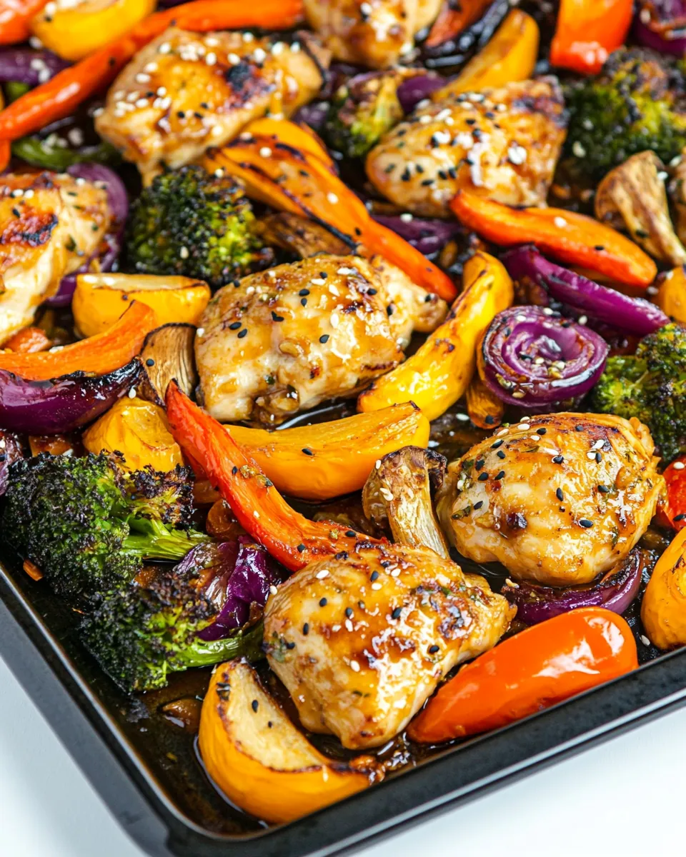 Sesame Garlic Sheet Pan Chicken and Vegetables