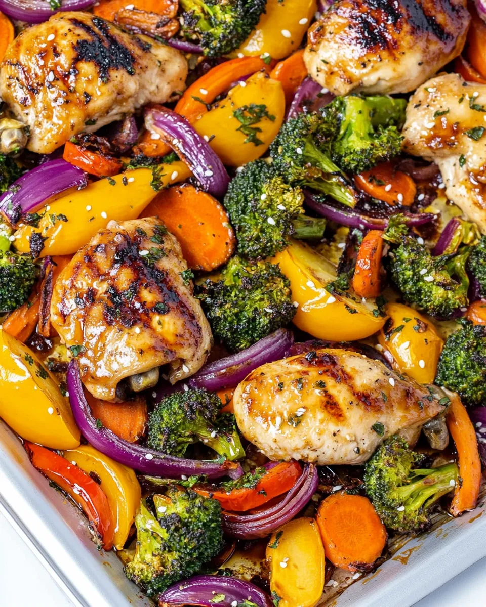 Sesame Garlic Sheet Pan Chicken and Vegetables