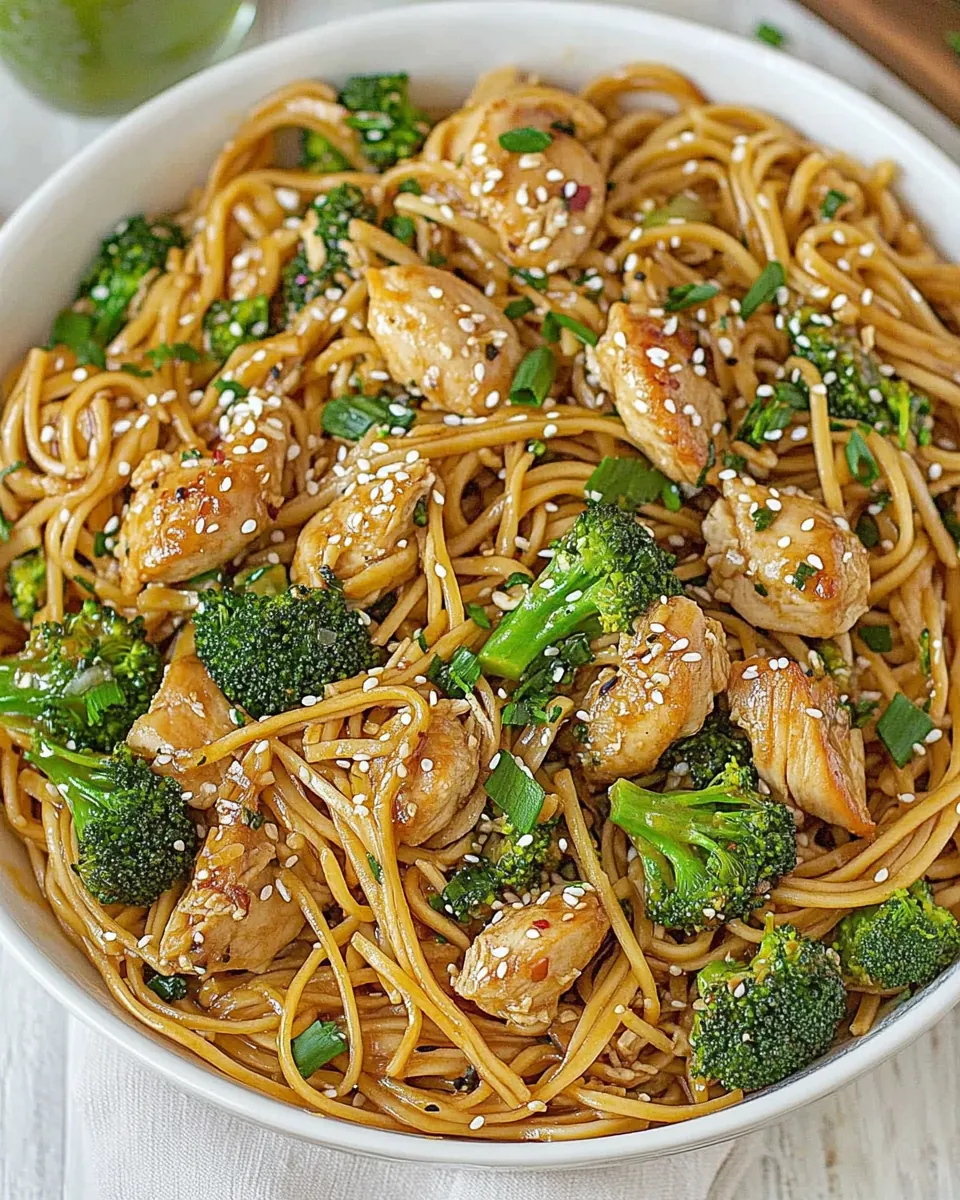 Sesame Noodles with Chicken and Broccoli