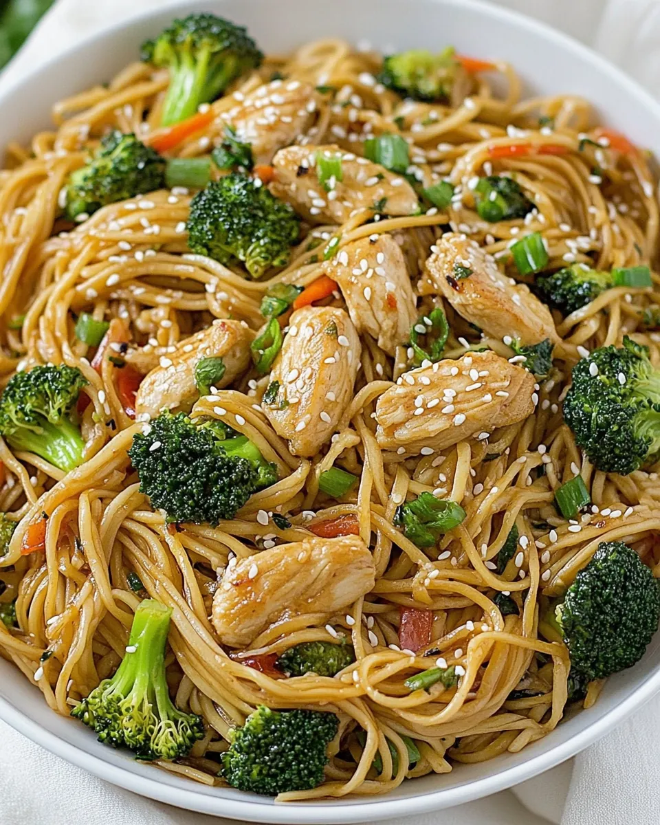 Sesame Noodles with Chicken and Broccoli