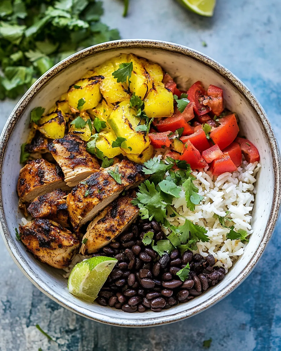 Sheet Pan Cuban Chicken and Black Bean Rice Bowl