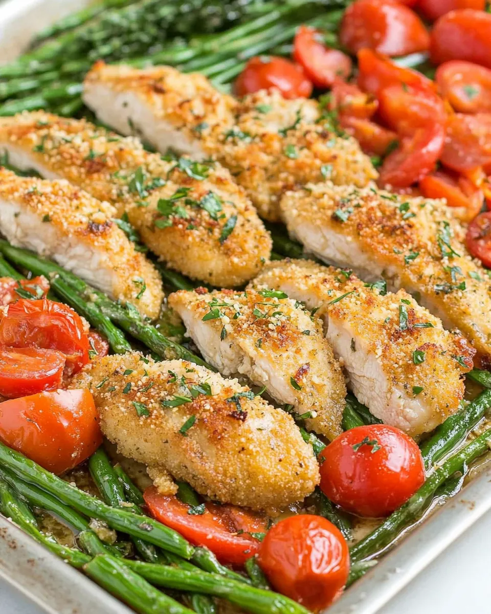 Sheet Pan Garlic Parmesan Chicken Tenders with Veggies