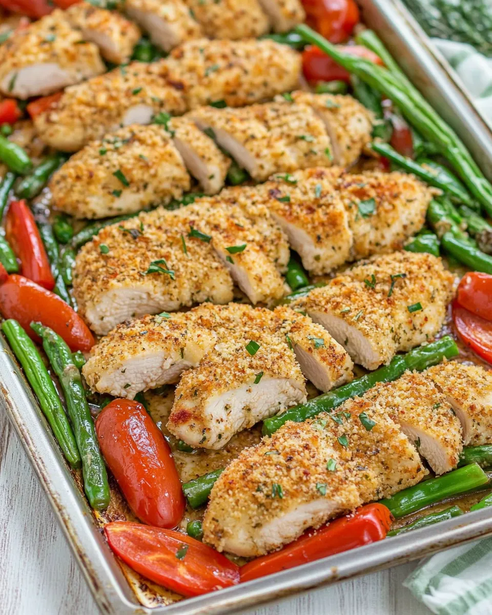 Sheet Pan Garlic Parmesan Chicken Tenders with Veggies