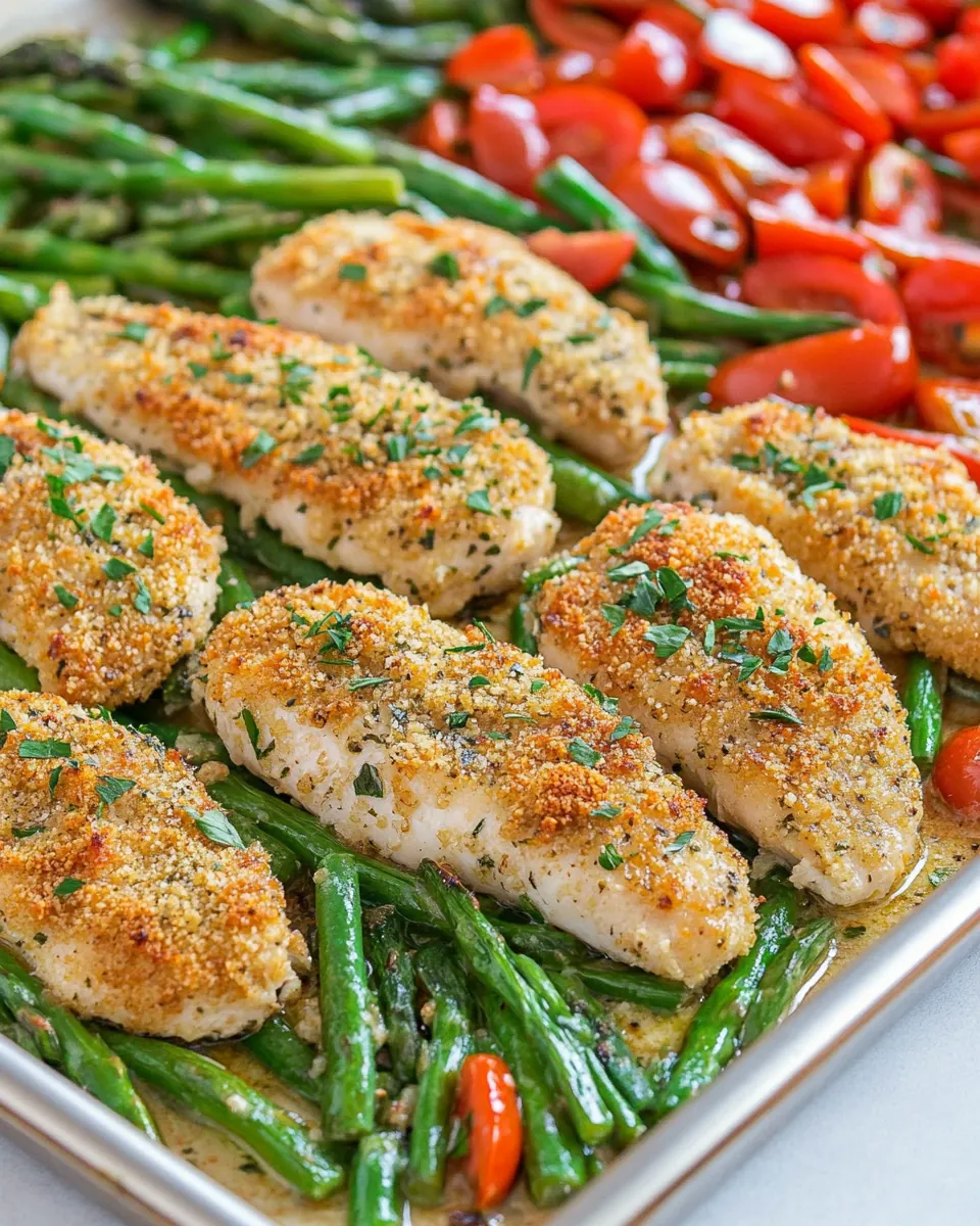 Sheet Pan Garlic Parmesan Chicken Tenders with Veggies