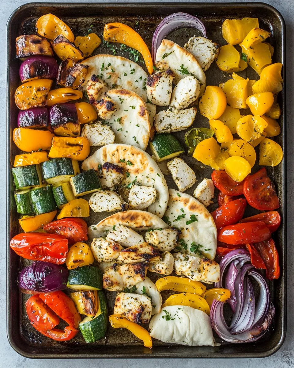 Sheet Pan Greek Chicken Veggies Pita Pockets