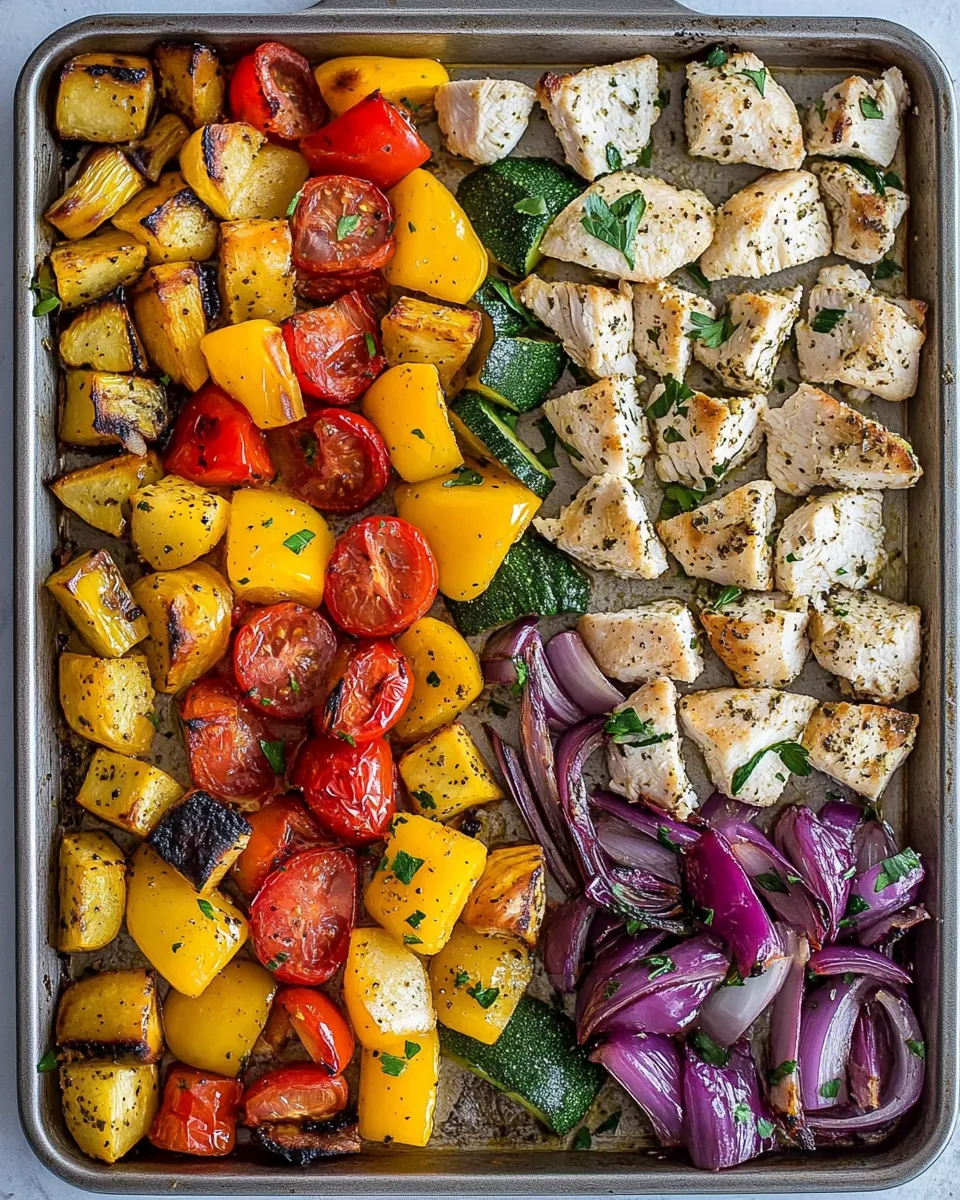 Sheet Pan Greek Chicken Veggies Pita Pockets