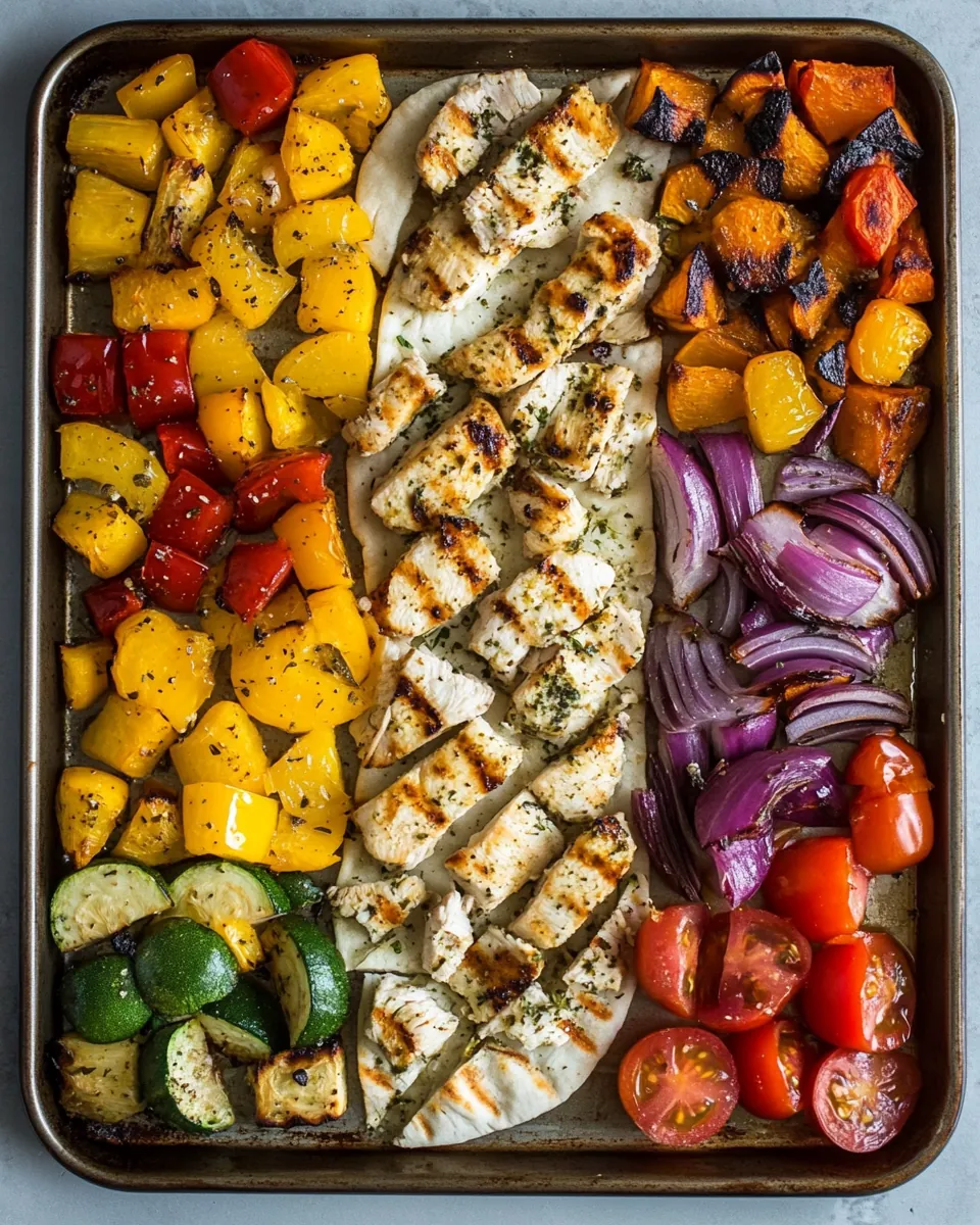 Sheet Pan Greek Chicken Veggies Pita Pockets