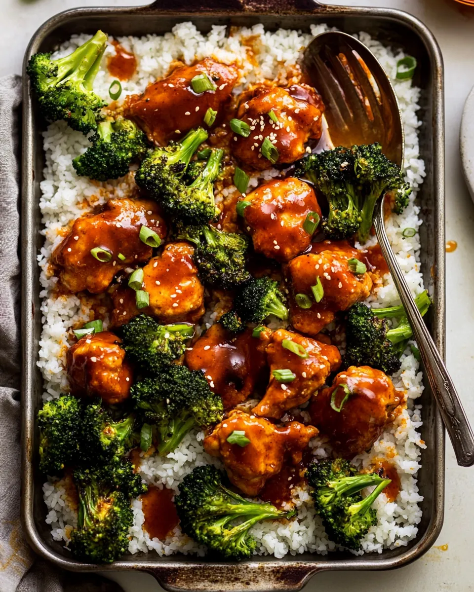 Sheet Pan Honey Buffalo Chicken with Broccoli