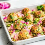 Sheet Pan Jalapeño Pistachio Chicken Meatball Bowls