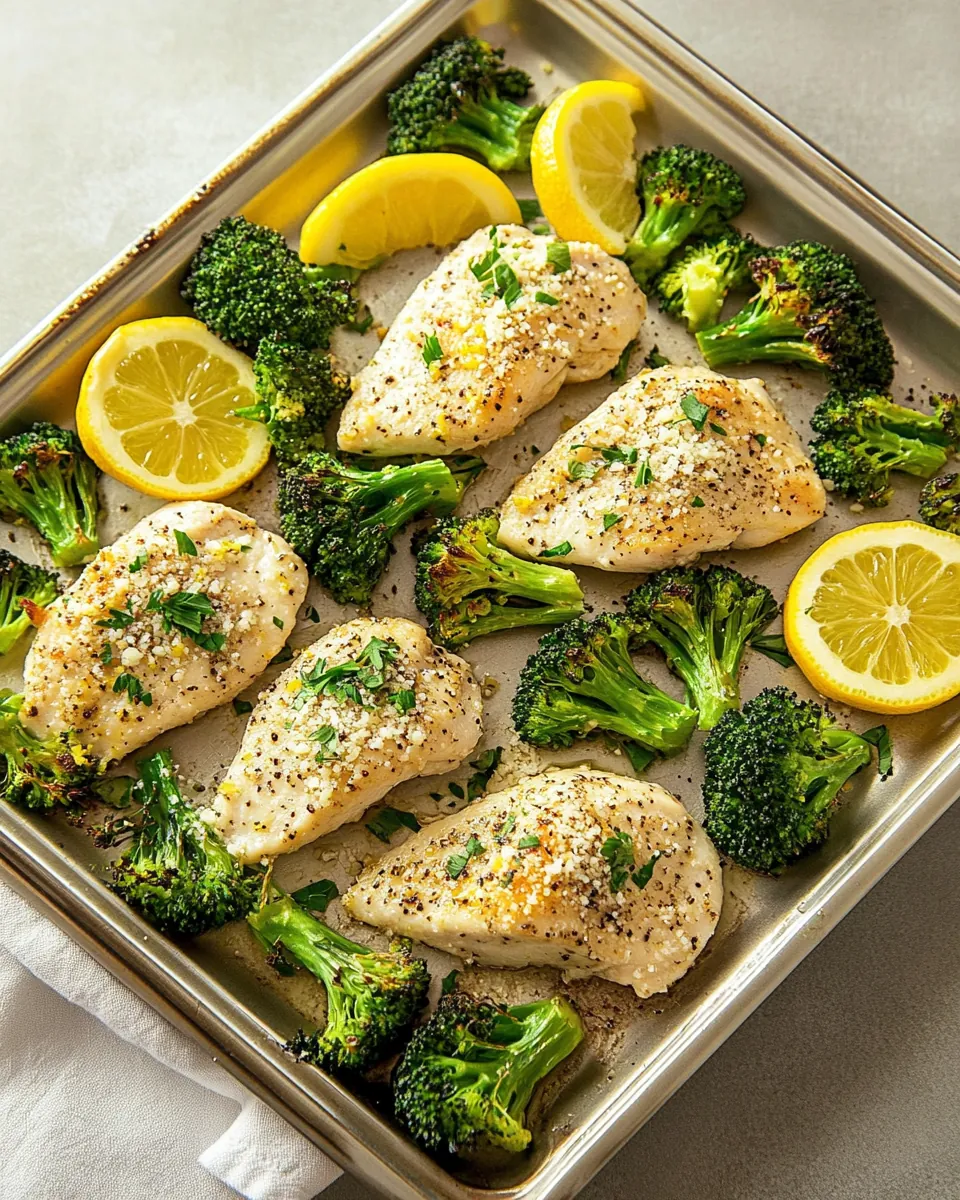 Sheet Pan Lemon Chicken with Parmesan Roasted Broccoli