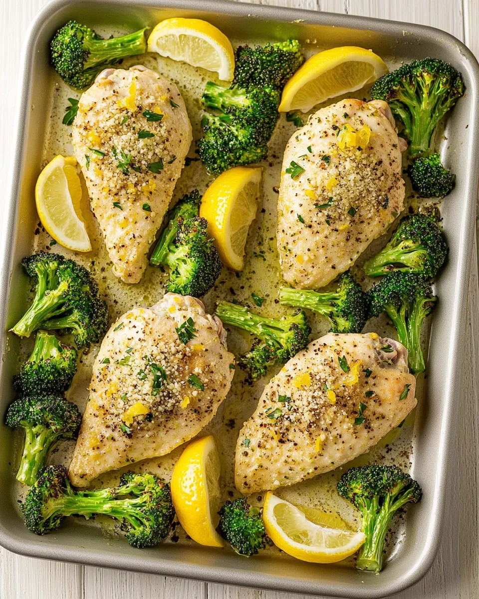 Sheet Pan Lemon Chicken with Parmesan Roasted Broccoli