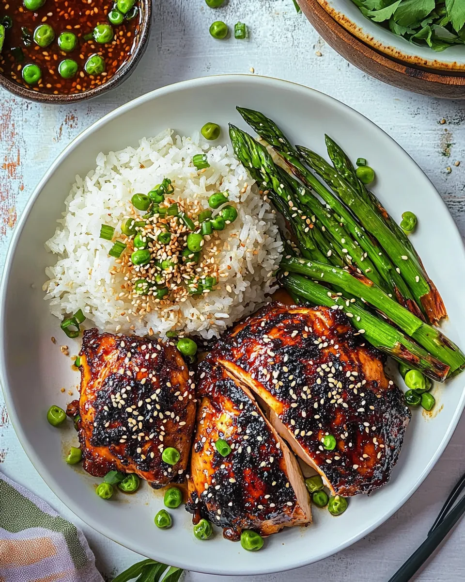 Sheet Pan Sesame Miso Chicken Coconut Rice