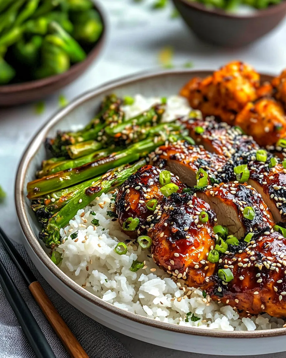 Sheet Pan Sesame Miso Chicken Coconut Rice