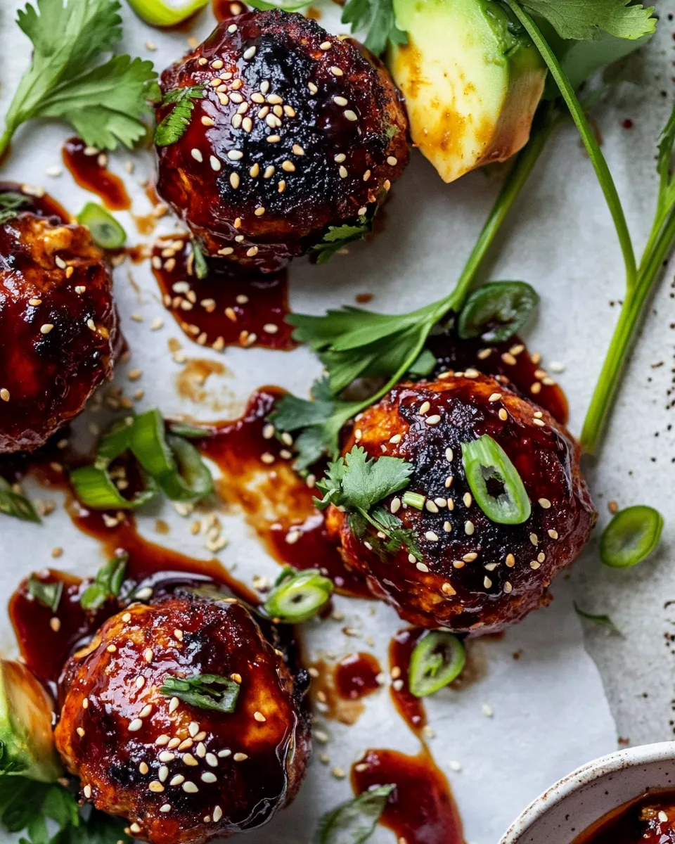 Sheet Pan Sticky Gochujang Chicken Meatballs